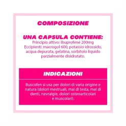 Buscofen 200mg Con Ibuprofene Analgesico Contro Dolori Da Ciclo 24 Capsule Molli