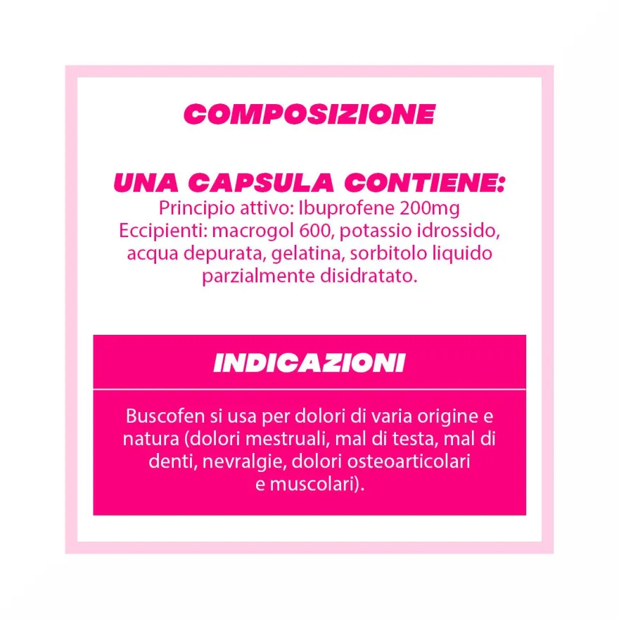 Buscofen 200mg Con Ibuprofene Analgesico Contro Dolori Da Ciclo 24 Capsule Molli