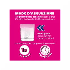 Buscofen Premestruale Integratore Alimentare, Magnesio, Vitamina B6, Vitamina E e Calcio, 15 Compresse Effervescenti