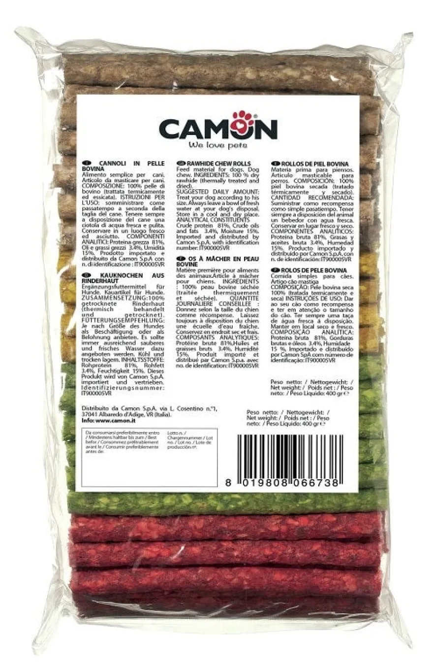 Camon Bastoncini Colorati In Pelle Bovina Per Cani 12x1cm Busta 900g