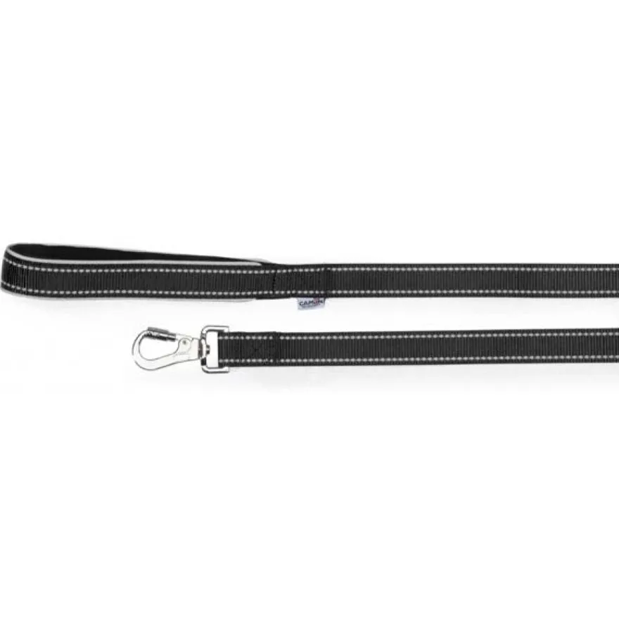 Camon Guinzaglio Con Maniglia In Neoprene E Cuciture Reflex Nero 1,5x120cm