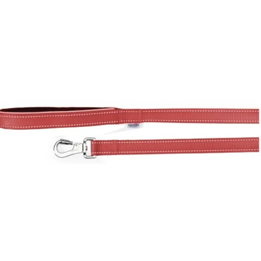 Camon Guinzaglio Con Maniglia In Neoprene E Cuciture Reflex Rosso 1,5x120cm