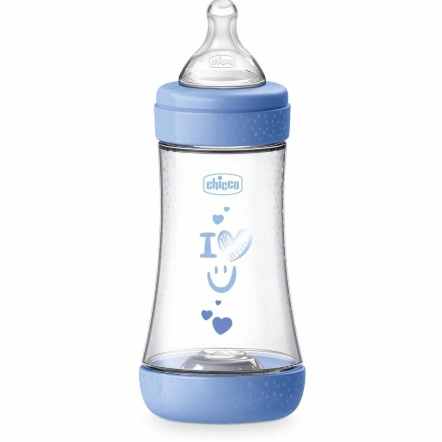 Chicco Biberon Neonato Perfect 5 Biberon Azzurro Flusso Medio 240 ml 2Mesi+
