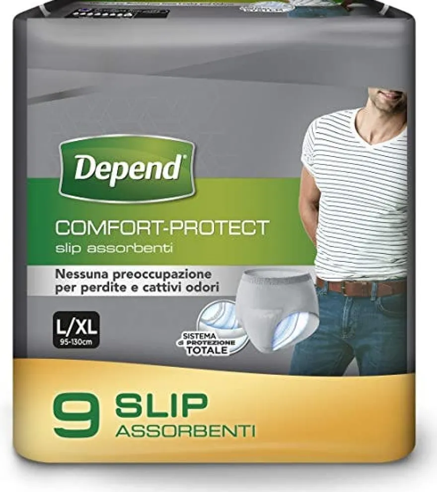Depend Comfort-Protect Slip Assorbenti Uomo Taglia L/XL 9 Pezzi