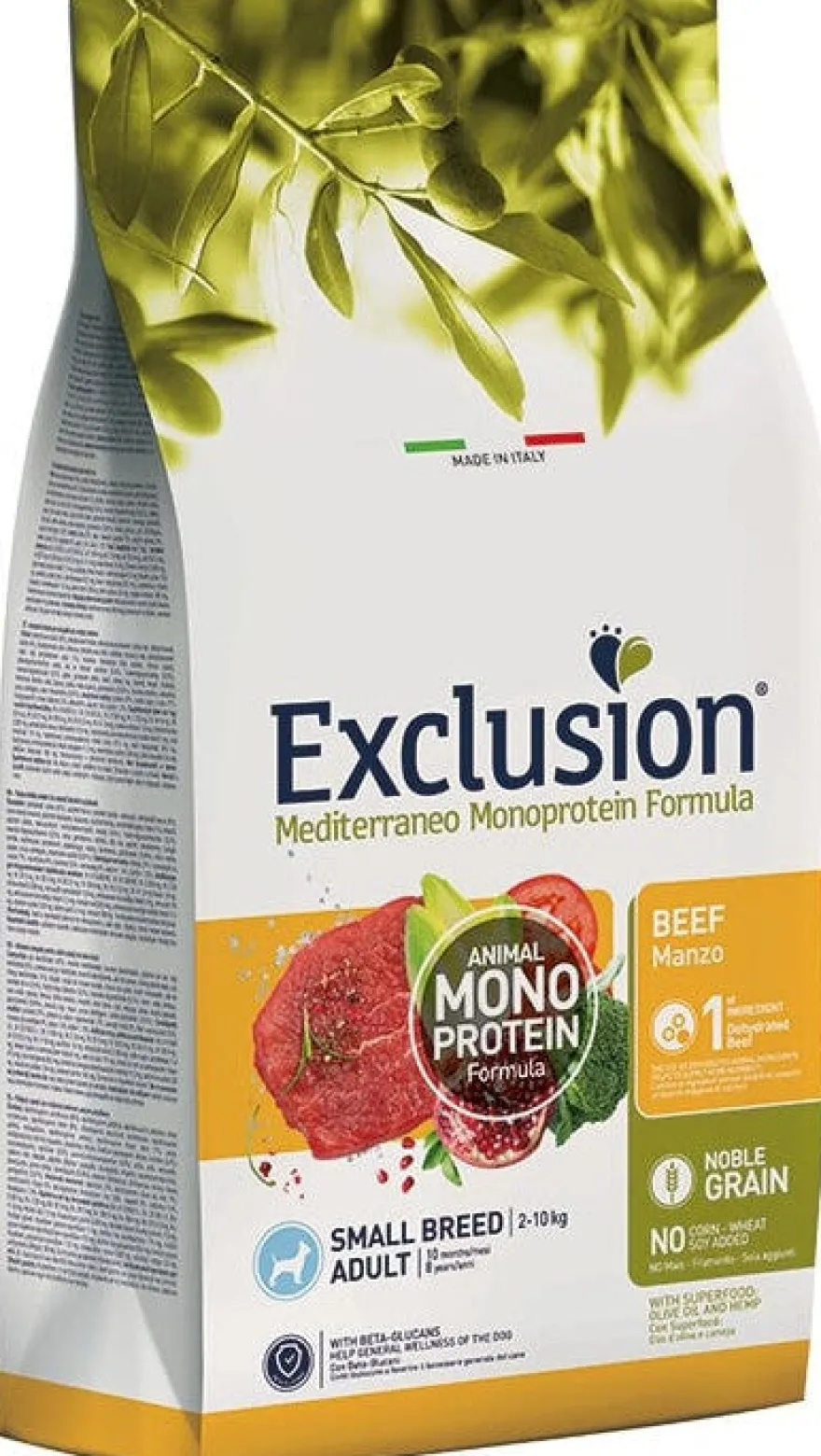 Dorado Exclusion Mediterraneo Monoprotein Noble Grain Adult Small Breed Con Manzo Cibo Secco Per Cani 500g
