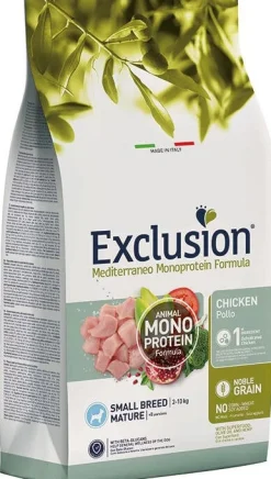 Dorado Exclusion Mediterraneo Monoprotein Noble Grain Mature Small Breed Con Pollo Cibo Secco Per Cani 500g