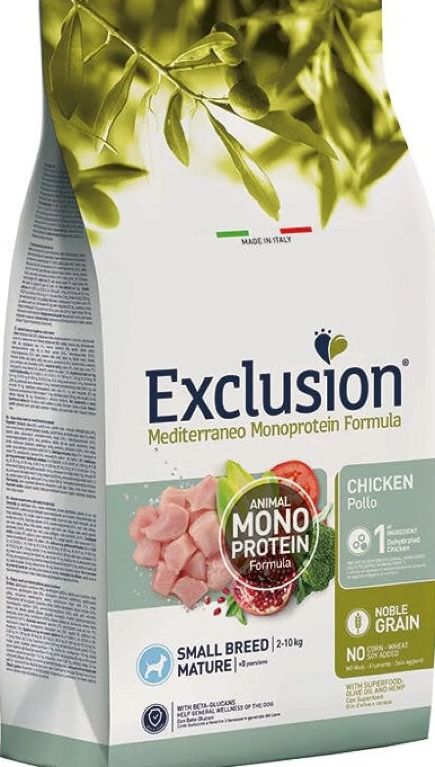 Dorado Exclusion Mediterraneo Monoprotein Noble Grain Mature Small Breed Con Pollo Cibo Secco Per Cani 500g