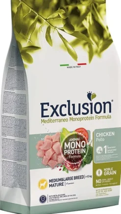 Dorado Exclusion Mediterraneo Monoprotein Noble Grain Mature Medium & Large Breed Con Pollo Cibo Secco Per Cani 12kg