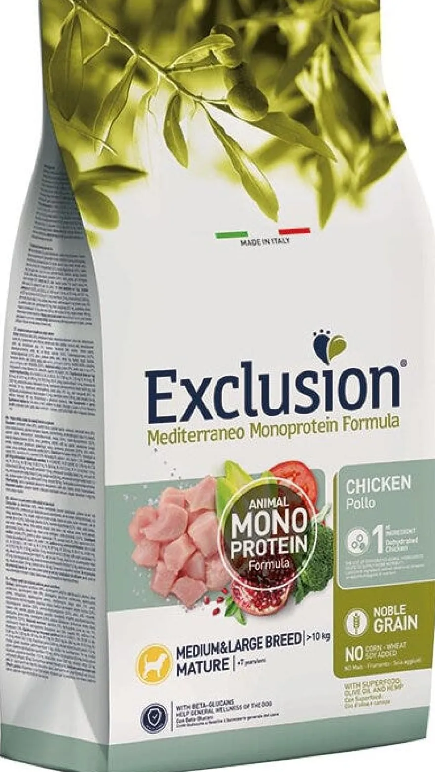 Dorado Exclusion Mediterraneo Monoprotein Noble Grain Mature Medium & Large Breed Con Pollo Cibo Secco Per Cani 12kg