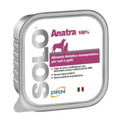 Drn Solo Anatra Alimento Dietetico Monoproteico Umido Per Cani/Gatti 300g