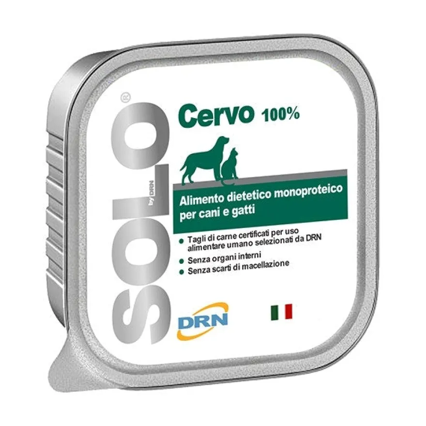 Drn Solo Cervo Alimento Dietetico Monoproteico Umido Per Cani/Gatti 100g