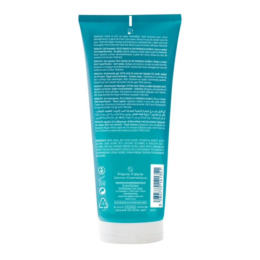 Ducray Keracnyl Gel Detergente Pelle Grassa 200ml