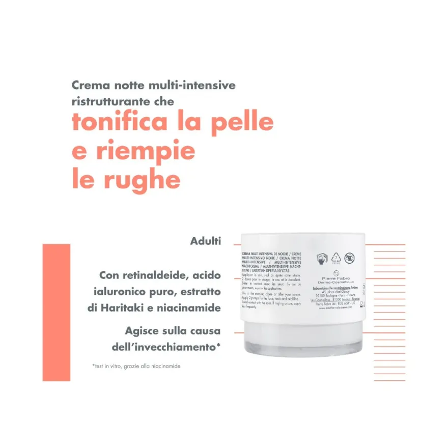 Eau Thermale Avène Hyaluron Activ B3 Crema Notte Multi-Intensiva Antirughe 40ml