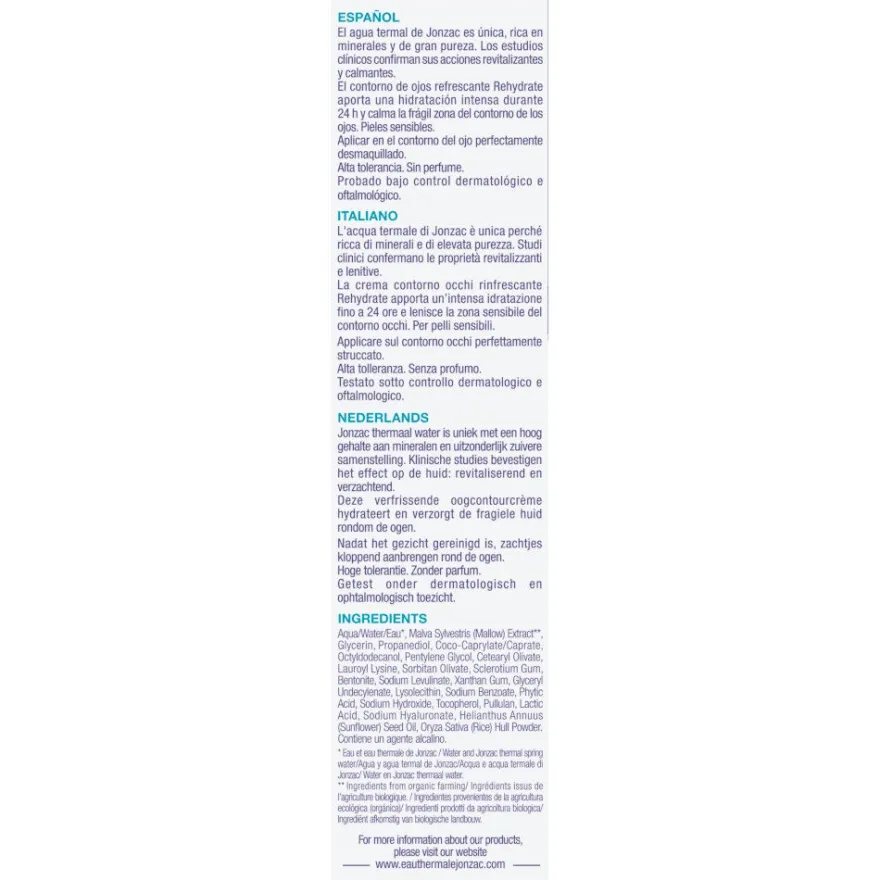 Eau Thermale Jonzac Contorno Occhi Rinfrescante Rehydrate 15ml