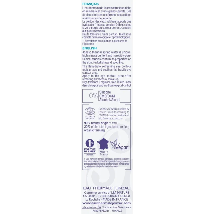 Eau Thermale Jonzac Contorno Occhi Rinfrescante Rehydrate 15ml