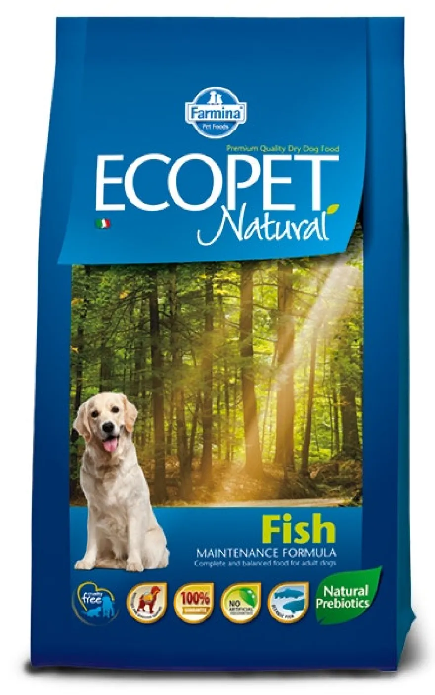 Ecopet Natural Fish Medium Cibo Secco Per Cani Adulti Sacco 12Kg