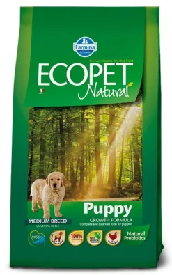 Ecopet Natural Puppy Medium Cibo Secco Per Cani Cuccioli Sacco 12Kg