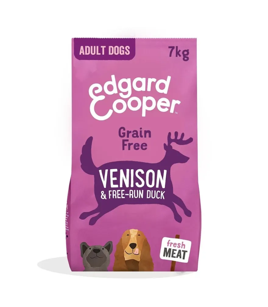 Edgard & Cooper Adult Carne Fresca Di Cervo E Anatra Allevata A Terra Senza Cereali Cibo Secco per Cani 7kg