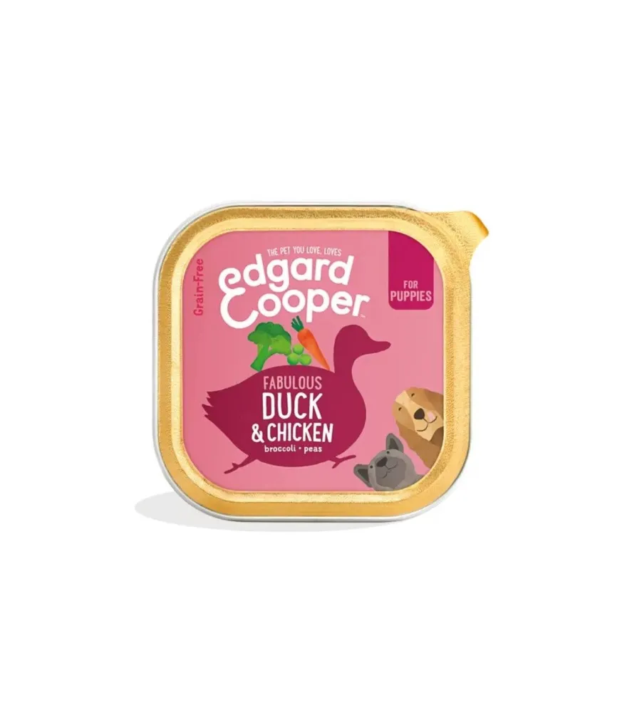 Edgard & Cooper Puppy Anatra E Pollo Senza Cereali Cibo Umido per Cani 150g