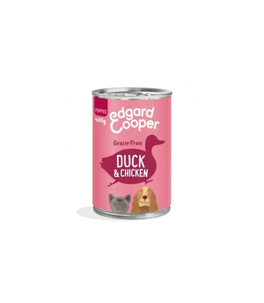 Edgard & Cooper Puppy Anatra E Pollo Senza Cereali Cibo Umido per Cani 400g