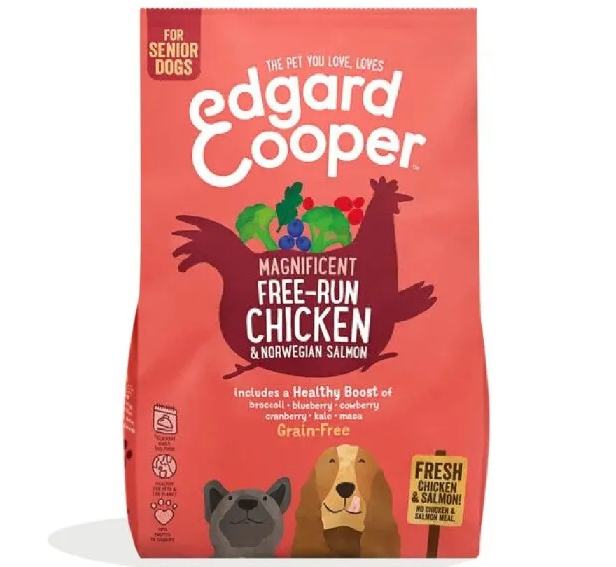Edgard & Cooper Senior Pollo Allevato A Terra E Salmone Norvegese Senza Cereali Crocchette per Cani 2,5kg