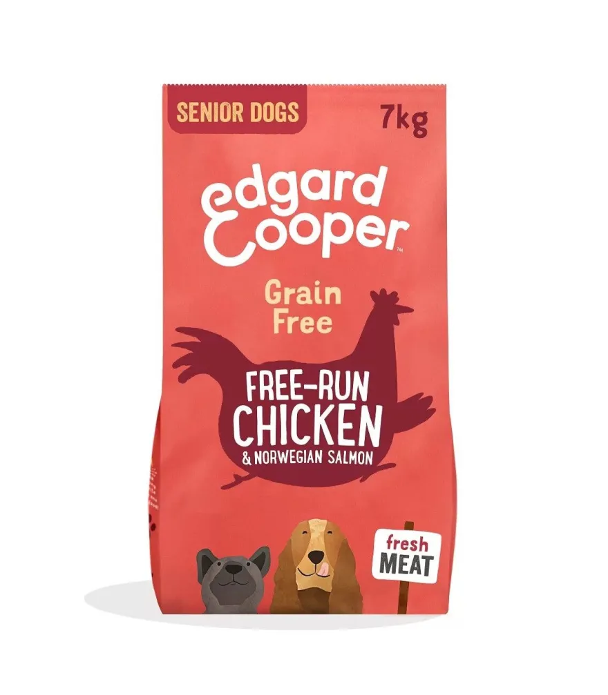 Edgard & Cooper Senior Pollo Allevato A Terra E Salmone Norvegese Senza Cereali Crocchette per Cani 7 Kg