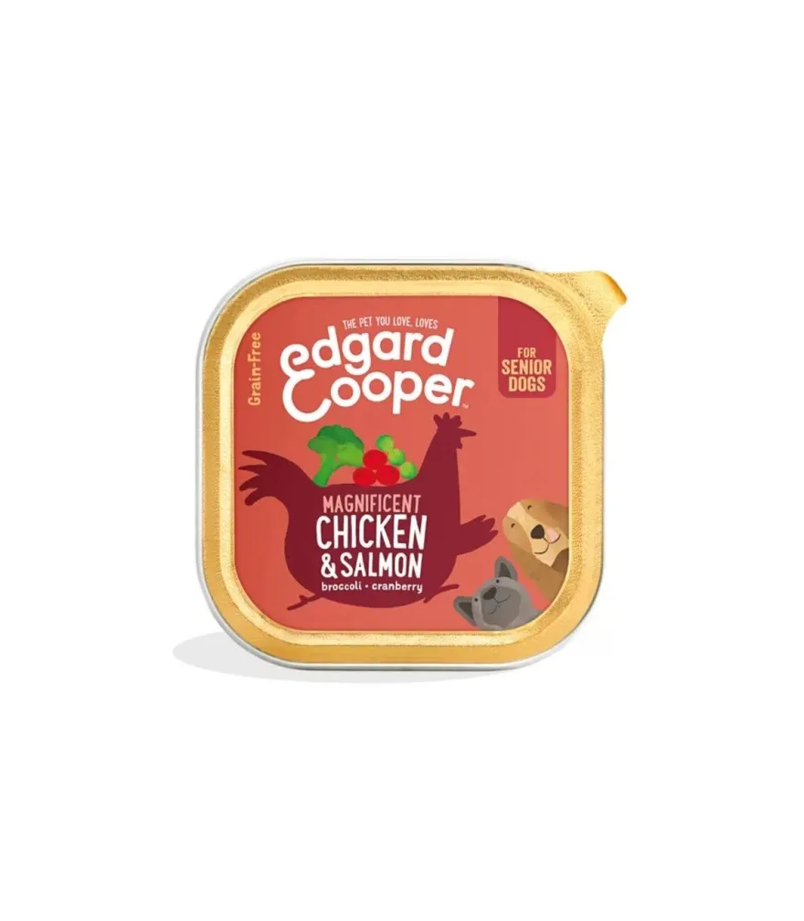 Edgard & Cooper Senior Pollo E Salmone Senza Cereali Cibo Umido per Cani 150g