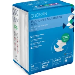 Egosan Notte Pannolone Mutandina Incontinenza Assorbenza Super Taglia Large 10 Pezzi