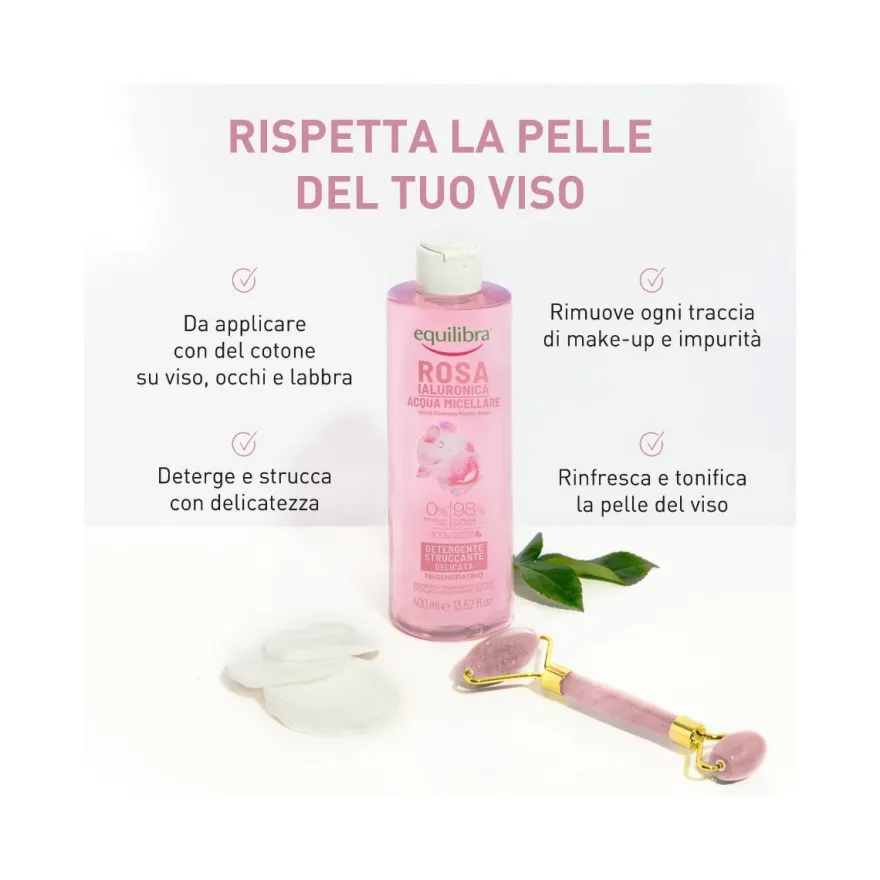 Equilibra Rosa Ialuronica Acqua Micellare Detergente/Struccante Delicata 400ml