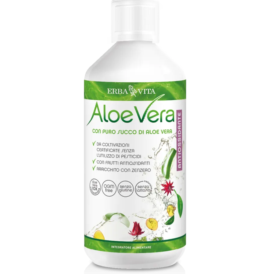 Erba Vita Aloe Vera Puro Succo Antiossidante 1 Litro