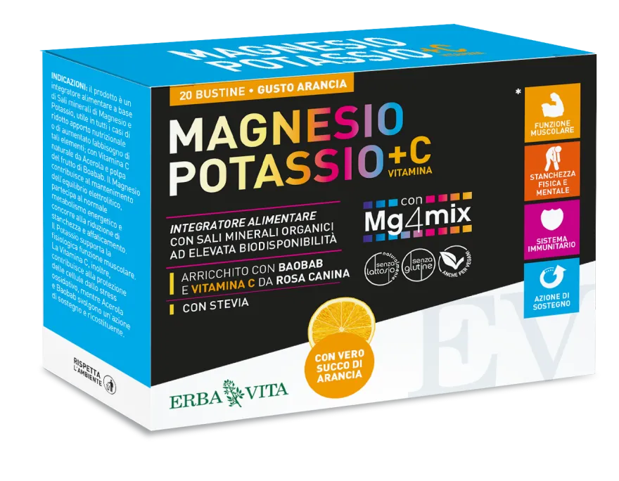 Erba Vita Magnesio E Potassio+Vitamina C Gusto Arancia 20 Bustine