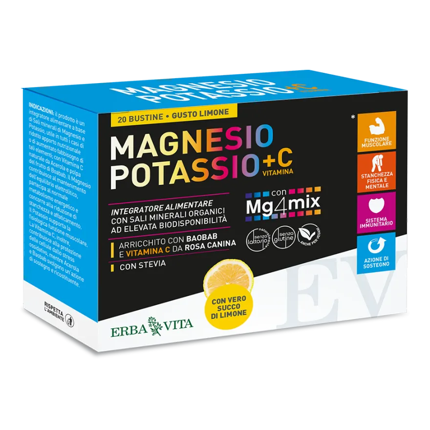 Erba Vita Magnesio E Potassio+Vitamina C Gusto Limone 20 Bustine