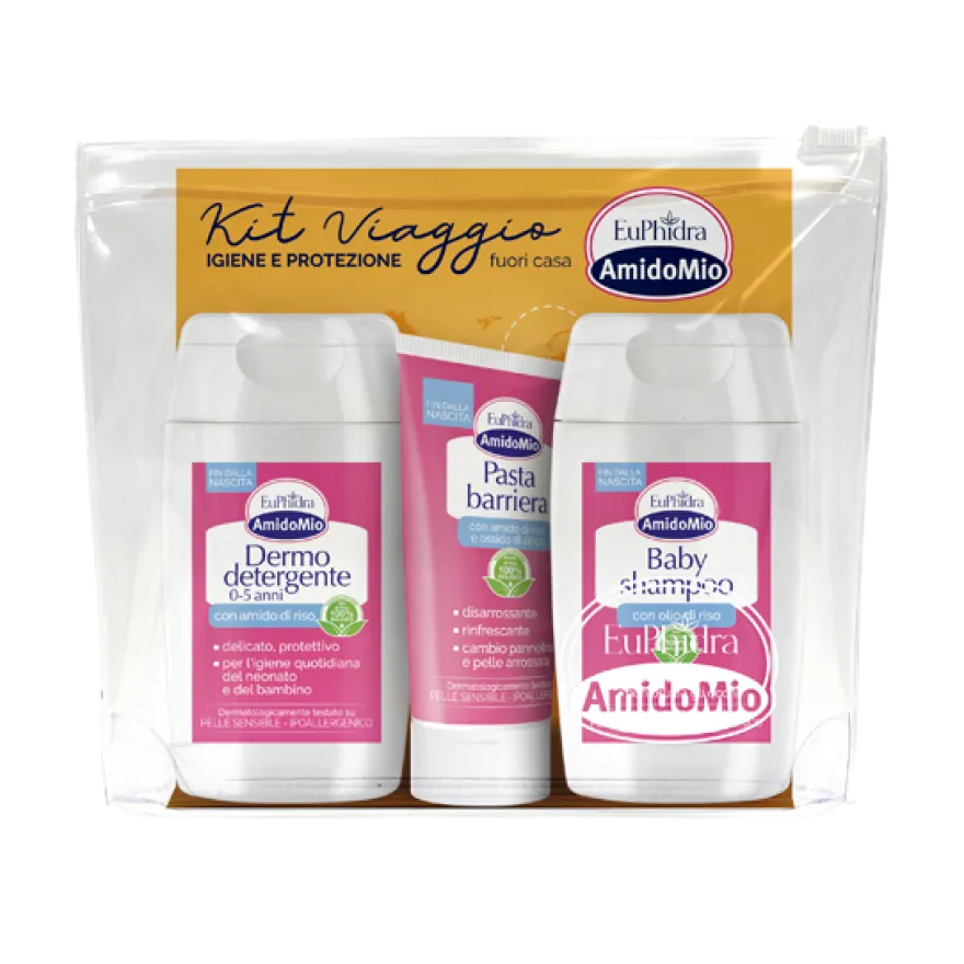 Euphidra Amido Mio Kit Viaggio Dermo Detergente 100 ml + Baby Shampoo 100ml + Pasta Barriera 25ml
