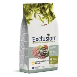 Exclusion Mediterraneo Monoprotein Crocchette Pollo Per Cani Maturi Taglia Media/Grande Sacco 3 Kg