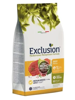 Exclusion Mediterraneo Monoprotein Formula Noble Grain Beef Crocchette Con Manzo Per Cani Adulti Taglia Media Sacco 3kg
