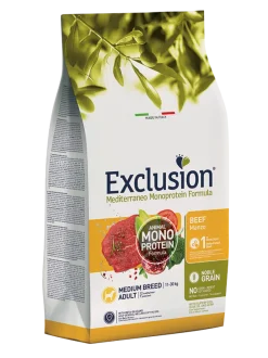 Exclusion Mediterraneo Monoprotein Formula Noble Grain Beef Crocchette Con Manzo Per Cani Adulti Taglia Media Sacco 3kg