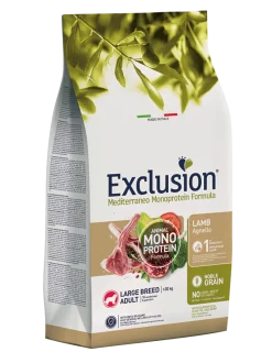 Exclusion Mediterraneo Monoprotein Formula Noble Grain Lamb Crocchette Con Agnello Per Cani Adulti Taglia Grande Sacco 12kg
