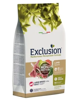 Exclusion Mediterraneo Monoprotein Formula Noble Grain Lamb Crocchette Con Agnello Per Cani Adulti Taglia Grande Sacco 12kg