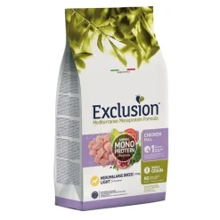 Exclusion Mediterraneo Monoprotein Noble Grain Crocchette Pollo Light Per Cani Sacco 12kg