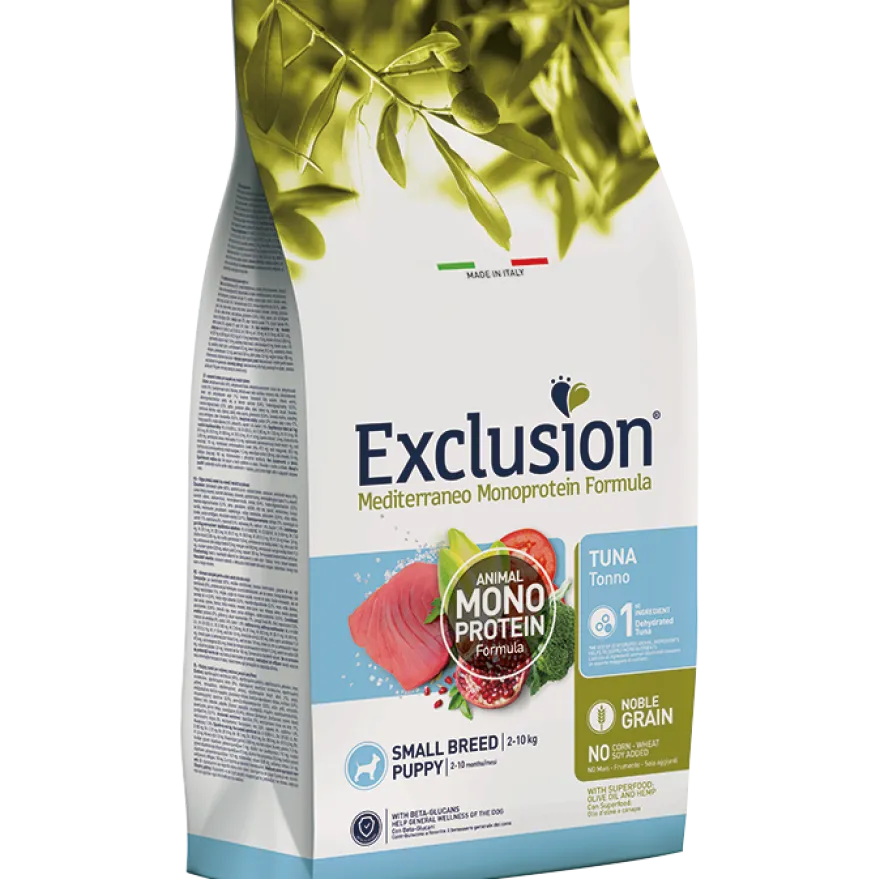 Exclusion Mediterraneo Monoprotein Noble Grain Crocchette Al Tonno Per Cuccioli Taglia Piccola 2kg