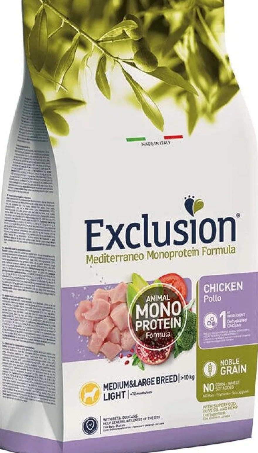 Exclusion Mediterraneo Monoprotein Noble Grain Pollo Cane Taglia Media/Grande 3 Kg