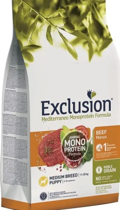 Exclusion Mediterraneo Monoprotein Noble Grain Puppy Beef Medium 12kg