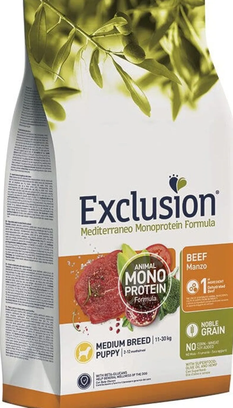 Exclusion Mediterraneo Monoprotein Noble Grain Puppy Beef Medium 12kg