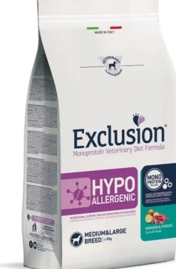 Exclusion Monoprotein Veterinary Diet Formula Hypoallergenic Crocchette Con Cervo/Patate Per Cani Adulti Taglia Medio/Grande Sacco 2kg