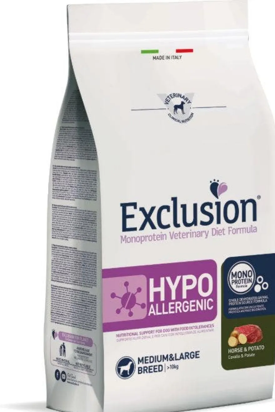 Exclusion Monoprotein Veterinary Diet Formula Hypoallergenic Crocchette Cavallo/Patate Per Cani Taglia Media/Grande Sacco 12kg