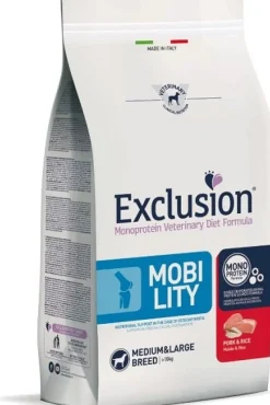 Exclusion Monoprotein Veterinary Diet Formula Mobility Crocchette Suino/Riso Per Cani Taglia Media/Grande Sacco 12kg