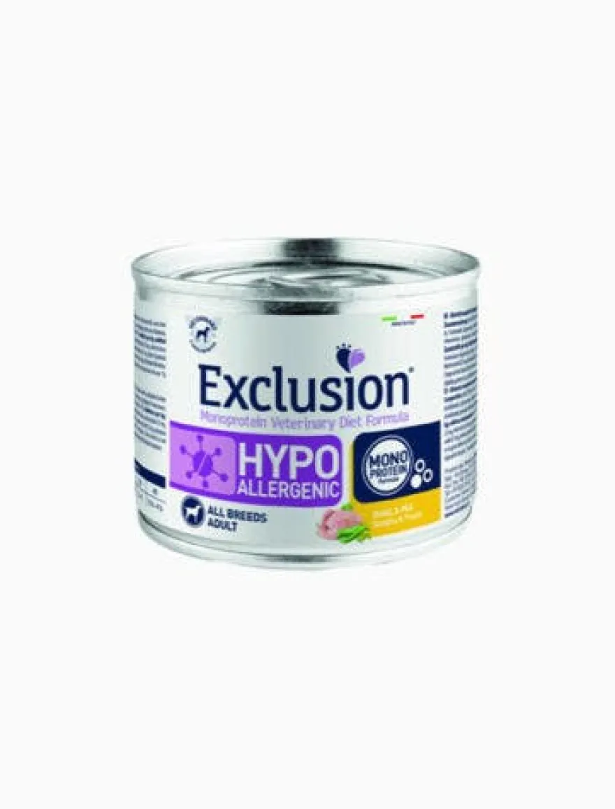 Exclusion Veterinary Diet Formula Hypoallergenic Per Cani Quaglia/Piselli Lattina 200gr