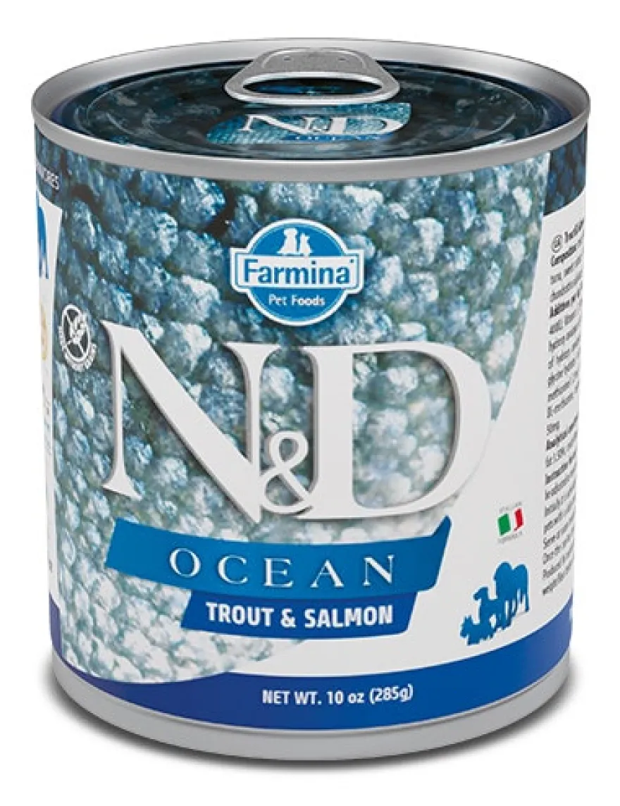 Farmina Natural & Delicious Ocean Con Trota E Salmone Per Cani Adulti 285g