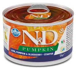 Farmina Natural & Delicious Pumpkin Starter Mini Con Agnello Zucca E Mirtillo Per Cani Cuccioli 140g