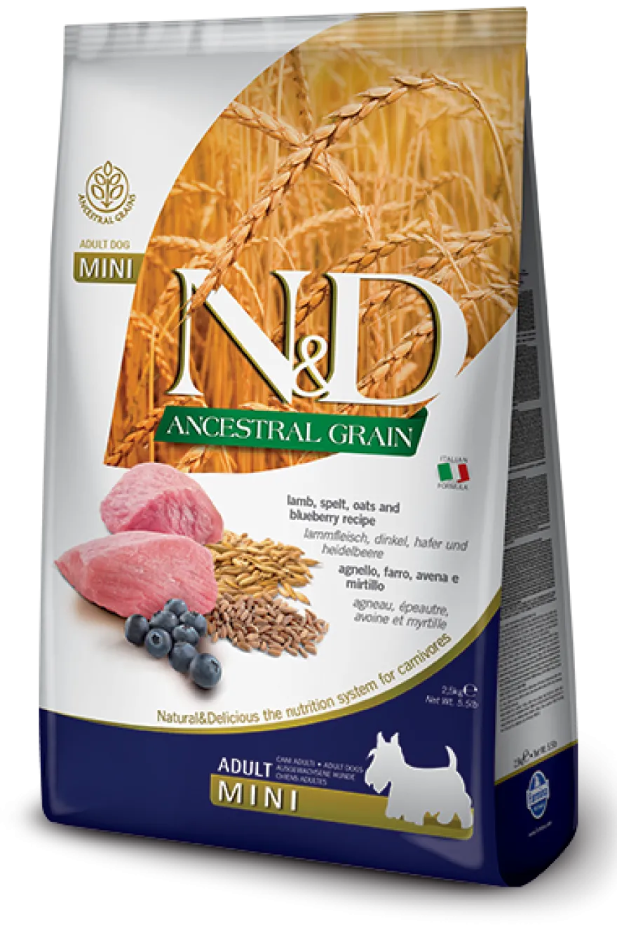 Farmina N&D Ancestral Grain Agnello E Mirtillo Cani Adulti Taglia Mini Sacco 2,5kg